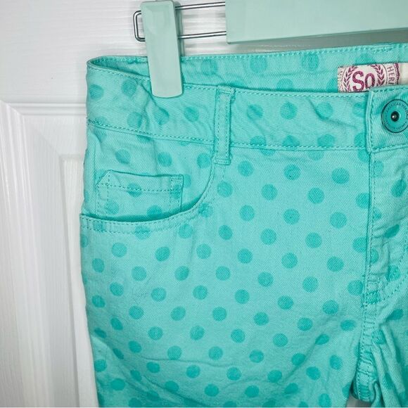 SO Polka Dot Bermuda Jean Shorts Mint Green Cotton Blend Girls 14 - Picture 3 of 7